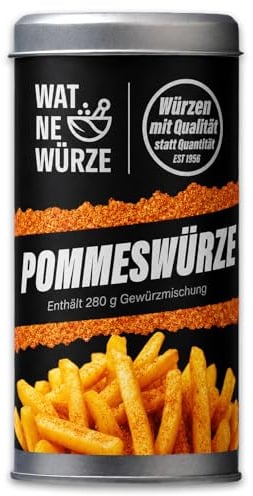 WAT NE WÜRZE Pommes frites Gewürz Salz 280 g | Pommessalz wie beim Imbiss | Freibad Pommesgewürzmischung | Auch als Bratkartoffelgewürz und als Gewürzsalz für weitere Kartoffelgerichte