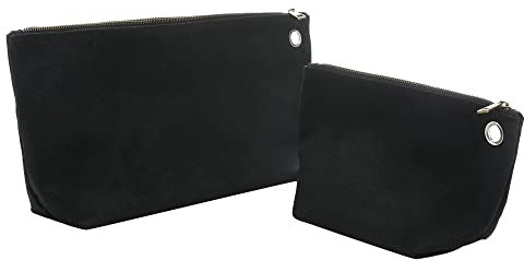 Tool Storage Bag - 16OZ Waxed Canvas Item Collection Pouch, Portable Tools Organizer Pouches with Zipper | 1 Large & 1 Small | for Coins Pliers Nuts - Black