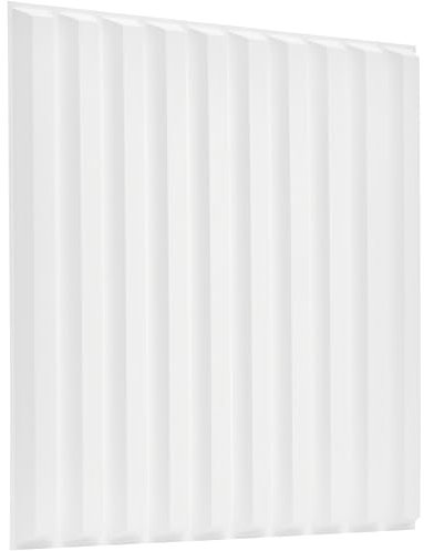 NOVECRAFTO Fluted Line Effect 3D Wall Panels - Pack of 20 Sheets 53.82 sq ft (5 sqm) - Decorative Cladding Panel Size 19.6x19.6 (50x50cm) - PVC Wall Panelling Fluted Line Design in Matte White