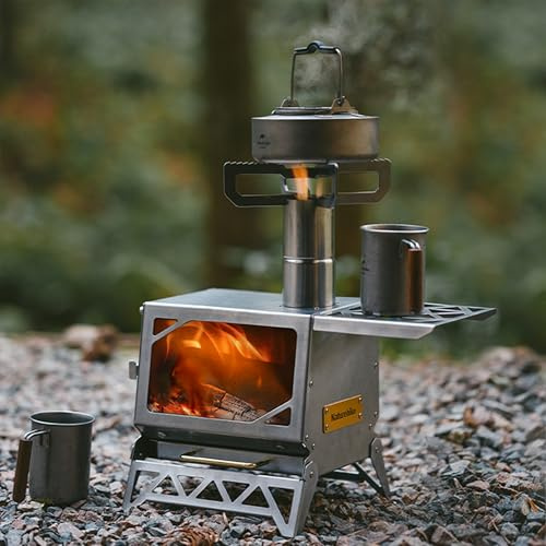 Naturehike - Stufa a legna da campeggio, piccola stufa a legna, portatile, 3997,3 g, per campeggio, tenda all'aperto, vetro resistente al calore, mini
