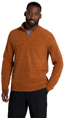 Mountain Warehouse Snowdon Mens Micro Fleece Top - Warm, Breathable, Quick Drying, Zip Collar Fleece Sweater, Soft & Smooth Pullover - For Spring Summer, Travelling, Walking Rust XL