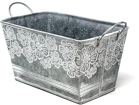 allgala HD88316 Verzinkter Pflanztopf für Innen- und Außenbereich, rechteckig, Grau, 20,3 cm