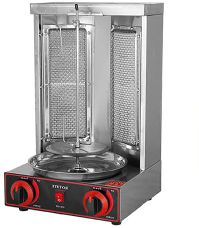YEHOZZ Arbeitsplatten-Kebab-Kocher, Rotierender Bräter, Vertikaler Gas-Döner, Kebab-Gyro-Grill-Rotisserie, Rotierendes Bräter Für Heimrestaurant-Küchenpartys,Silver-M