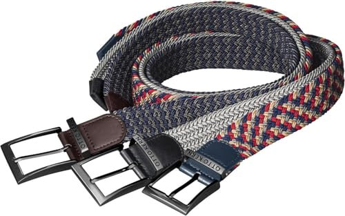 Otto Kern Gürtel Herren im 3er Pack, stufenlos verstellbarer Herrengürtel, superelastisch & dehnbarer Gürtel ohne Löcher, Gr. 110 – 135