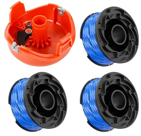 Bobine de fil de rechange pour débroussailleuse Black and Decker A6441, Φ1,65 mm pour débroussailleuse GL650SB, GL652, GL655, GL650SBK, GL650SZ, GL660P, GL680, GL680B (3 bobines + 1 couvercle)