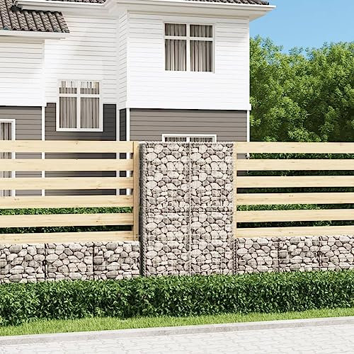 Homgoday Jardinière d'extérieur Gabion avec couvercle en fil galvanisé 150 x 100 x 30 cm, jardinière d'extérieur en gabion en pierre panier clôture jardin gabion