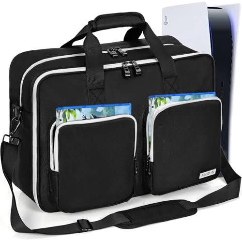 AKOZLIN Full Padded Carrying Travel Bag Storage Case Compatible with PS5 Console PlayStation 5 Monitor,Headset,Game,Charger & Accessories