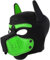 Heavelove Kapuzenmaske für Erwachsene, abnehmbar, Cosplay, Vollgesicht, Welpen, Maske, Maulkorb für Menschen, Welpen, Spielhaube, Grün