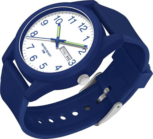findtime Armbanduhr Herren Quarzuhr Analog, Sporliche Uhr Herren Damen 5ATM Wasserdicht Silikonband Casual Armbanduhren für Jugendliche mit Datum Wochentag Leuchtzeiger Große Zahlen Blau