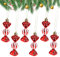 6 Pcs 8cm Mini Sweet Shaped Christmas Baubles Shiny & Glitter Decorations,Mini Christmas Sweet Shaped Baubles,Red String Hanging Christmas Tree Mini Sweet Shaped Baubles for Tree Holiday Home New Year