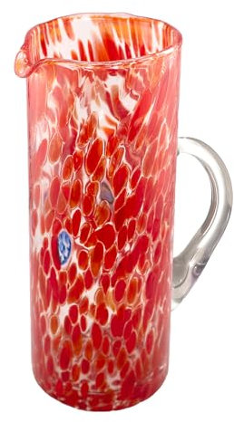 MurArt Murano Krug, 500 ml, Höhe 22 cm. Kollektion Tower aus mundgeblasenem Glas in handwerklicher Verarbeitung, Made in Italy (Rot, Krümel)