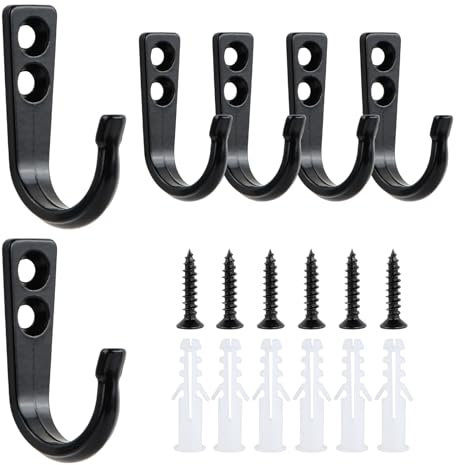YILANJIN 6 Piezas Ganchos de Pared, Ganchos en Forma de J, Percheros Pared, Gancho de Revestimiento Antideslizante, Percha Pared Ganchos, Ganchos de Ropa de Metal para Puerta, Cocina, Sombreros