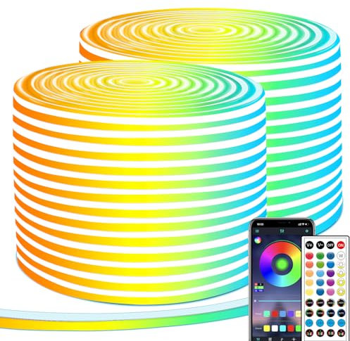 segrass Neon Led Rope strip, 40M RGB LED Strip, App Control/IR Remote, Outdoor IP65 Waterproof, Music Syncing, Flexible DIY Design LED strip für Schlafzimmer, Gaming, Party, Weihnachtsdekoration