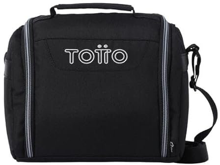 TOTTO - Bolsa Térmica Porta Alimentos 8L, Modelo Resaltador, 25 x 20 x 17 cm, Portameriendas Infantil, Apertura 180º, Asa de Mano, Correa Ajustable, Pasador para Mochila con Ruedas, Color Negro