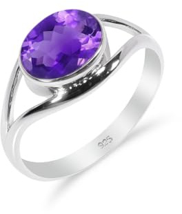 Ring Damen 925 Sterling Silber, Ring mit Naturstein Hochzeit, Verlobung Solitärring Klassischer Designring RB-01-P
