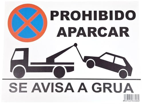 FERRETELIX® Cartel de Prohibición 40 cm x 30 cm PVC – “Prohibido Aparcar, Se Avisa Grúa” – Señal de Estacionamiento – Espesor 1 mm