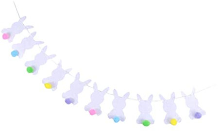 HIAKDOFT Easter Buntings Niedliche Weiße Kaninchen Wimpelkette Zur Dekoration Für Osterfeiern Kreative Und Praktische Partydekoration Leicht Und Platzsparend Bringt Festliche Stimmung