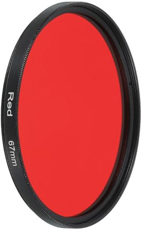 sourcing map 67mm Lens Filter,Full Red Camera Filter Scratch Optical Glass Round Fluorescent Filters Universal for Camera Photography Lens