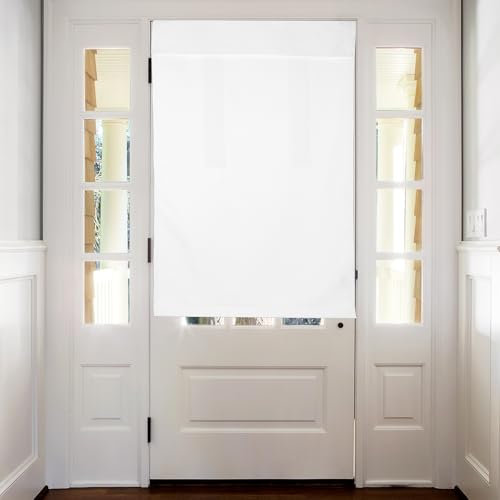 sourcing map Blackout Door Curtains, French Side Door Window Curtain for Privacy, Glass Patio Front Doors Sidelight Tie Up Shade, Beige, 26 x 39, 1 Panel