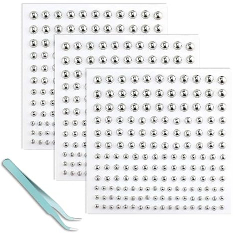 AzureRay Faux Piercing Strass Visage, Lot de 3 Piercings Adhésifs Argentés pour Lèvres/Sourcil/Nombril, Style Y2K Punk, Faux Percing Non Pénétrant