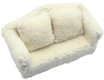 MERIGLARE Puppenhaus Couch Miniatur Sofa für 1/6 1/12 Puppenhaus Plüsch Lebensszene Simulation Zubehör Spielzeug Puppenzubehör Dekoration, Doppelsofa