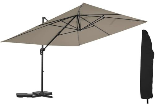 Parasol Jardin déporté en Aluminium Sky 4 - 3 x 4 m - Taupe - avec Housse de Protection
