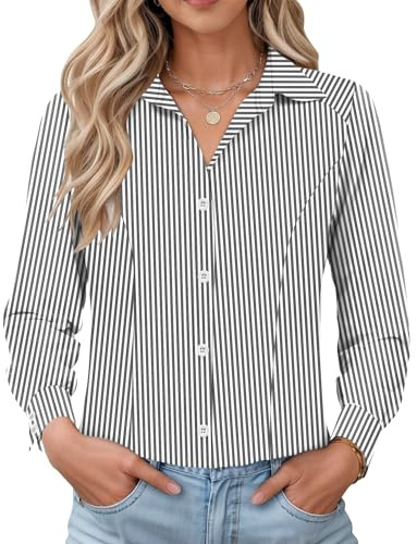 IECCP Bluse Damen Langarm Slim Fit Hemd Casual Business Button-Down Shirts Formelle Knitterfrei Hemden Work Elegant Tops 2026