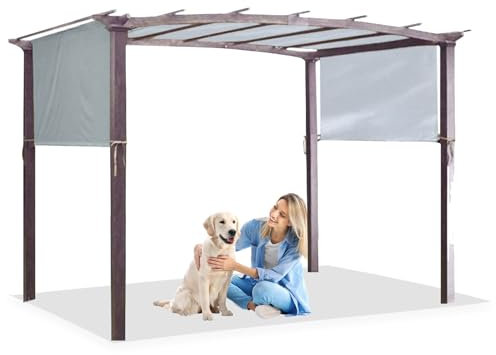 CZQGLYM Toile Pergola Retractable Amovible - Bâche de Remplacement UPF 50+ (UV 50+) - Toiture Escamotable pour Tonnelle, Jardin, Balcon - Facile à Installer (3× 2.4m/9.8× 7.9ft,Grey)