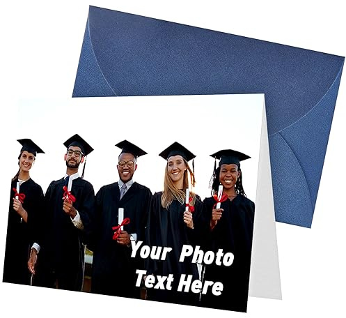 ARSWENGER Personalisierte Grußkarten mit Umschlag, Einzigartige Dankeskarte mit Fototext, Geschenke für Geburtstag, Hochzeit, Jahrestag, Halloween, Weihnachten, Muttertag, Feiertage (Blau)
