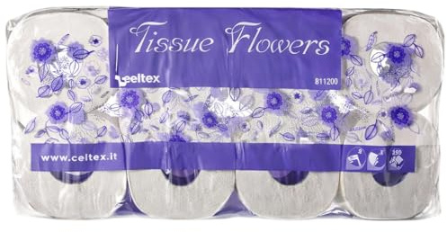 Lot de 72 Rouleaux Papier Toilette 3 Plis Fleuris – 250 Feuilles par Rouleau – Ouate Blanche Ultra Douce – Design Tissue Flowers – Confort, Résistance & Élégance – Usage Famille & Pro