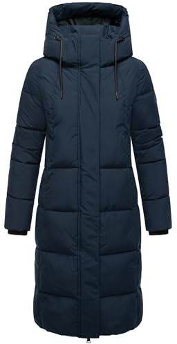 MARIKOO Damen Langer Wintermantel warmer Steppmantel mit abnehmbarer Kapuze und magnetischen Details Chumanii XVI XS-6XL