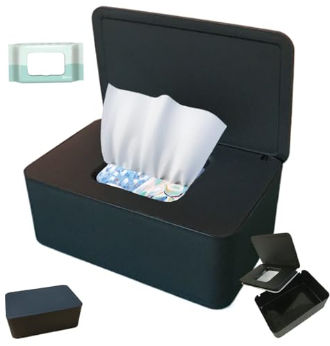 Dispensador de toallitas para bebés y adultos con tapa que mantiene el tejido húmedo fresco, diseño de sello de tres antideslizante Contenedor de toallitas para el hogar, la oficina y los au.