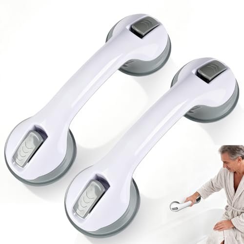 2 Stück Haltegriff mit Saugnapf,Haltegriffe für Senioren,MAX 100 KG Haltegriff Badewanne Badezimmer Gehhilfe, Duschhalterung,Grau