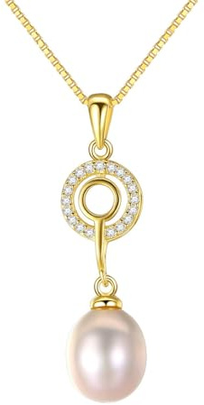 RDSGYZ Halskette mit Anhänger Damen Gold 750, Charms Anhänger Lila Perle und Sonne mit Diamant Gold Kette Frauen 45CM Nickelfrei