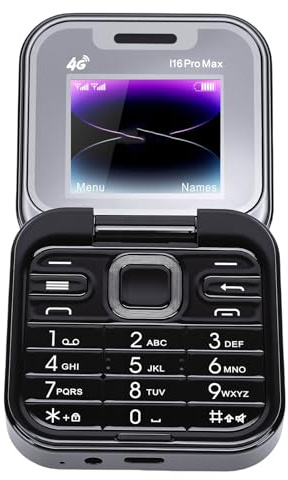 Plyisty 4G LTE Flip Phone, 1.77 Inch Screen Dual SIM Unlocked Senior Phone with MP3 FM High Volume Speaker, for Travel Work Sports Everyday Use (Black)