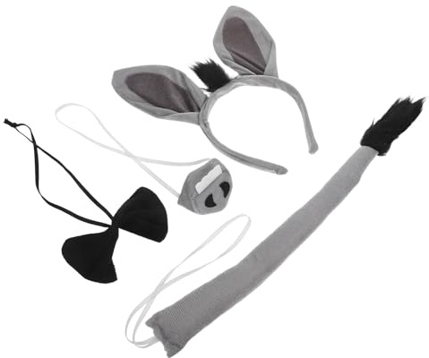Healifty Kit Costume d'Âne Queue Nez Serrage-Tête Nœud pour Carnaval et Anniversaire Garçon et Filles
