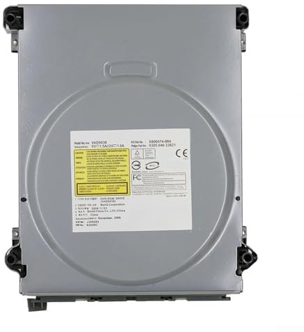 VAD6038 - Lettore DVD completo di ricambio per Microsoft per console Xbox 360 con lente laser HOP-141X, alloggiamento in metallo, kit di riparazione per lettore ottico di giochi, dimensioni standard