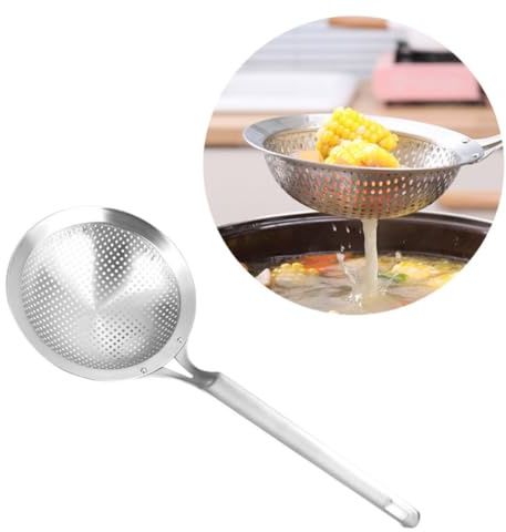 Sosoport Colador de Acero Inoxidable 304 para Cocina, Colador de Malla Gruesa para Tamizar Ingredientes Secos y Colar Aceite, 1 Pieza Color Plata