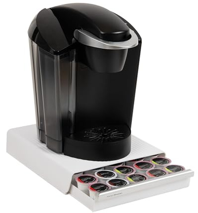 Mind Reader Single Serve Coffee Pod Drawer, 30 Pod Capacity, Countertop Organizer, 10.5L x 12.75W x 2.5H, White