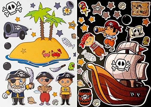 Motoking Reflektierende Aufkleber für Fahrrad, Helm und mehr - Piratenset