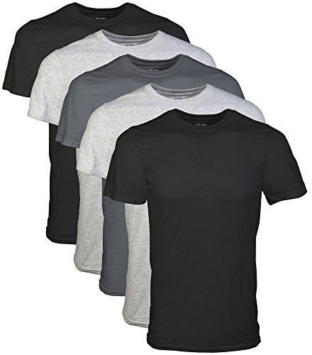 Gildan Men's Crew T-Shirts, Multipack, Style G1100 Undershirt, Black/Sport Grey/Charcoal (5-Pack), S (Pack of 5)