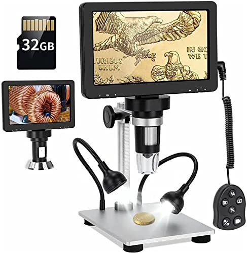 Mikroskop 50-1200x 7 Zoll LCD Digitalmikroskop 108. 0p USB. Video-Mikroskop-Kamera mit kabelgebundener Fernbedienung for Leiterplatte PCB