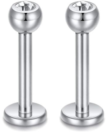 16G 3mm Clear CZ Ball Labret Monroe Lippenstifte mit Innengewinde 8mm Helix Knorpel Tragus Ohrring Piercing G23 Titan