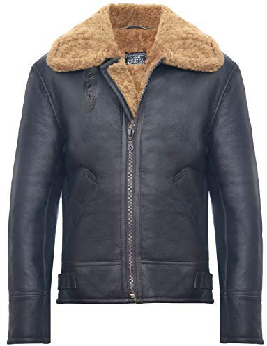 Infinity Leather Herren Braun Ingwer B3 Shearling Schaffell WW 2 Bomber Leder Jacke 2XL