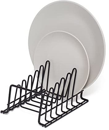 simplywire – Plate Rack/Drainer – Kitchen Cupboard Storage Organiser – Small - Black Plastic Coated Steel