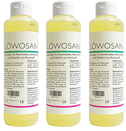 Löwosan CPAP Reiniger, Reiniger für CPAP Maske, CPAP Schlauch und Silikon - 3 x 250ml Flasche