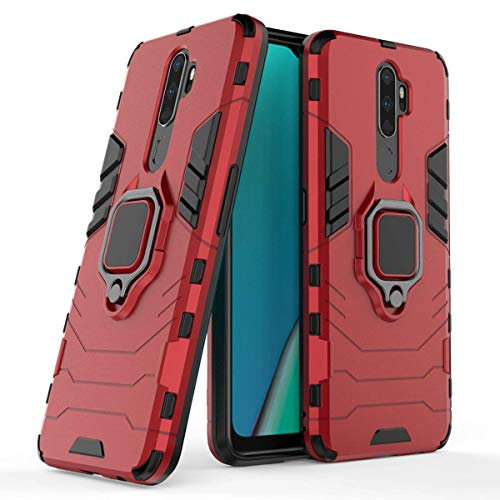 Max Power Digital Funda para móvil OPPO A9 2020 / OPPO A5 2020 con Soporte Anillo Metálico Magnética Imán - Carcasa Híbrida Antigolpes Resistente (OPPO A9 2020 / OPPO A5 2020, Rojo)
