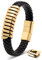 SERASAR Bracelet Magnetique Homme Or 17cm Bracelet Cuir Acier Inoxydable Tissé Réglable Hommes Chaîne Tressé Accessoire Jeune Garcon Bijou Jewelry Luxe Cadeaux Saint Valentin Argent Large Classic