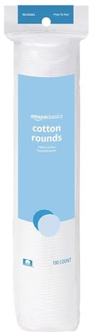 Amazon Basics Hypoallergenic Cotton Rounds for Makeup Removal and Skincare, 100 Count, 1 Pack