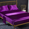 Spannbettuch Einfarbig Satin Glänzend Betttuch Leintuch 150x200 cm für Matratzen bis 35cm Spannbettlaken Set 4teilig mit Bettlaken, Spannbettuch, 2 Kissenbezüge - Dunkelmagenta